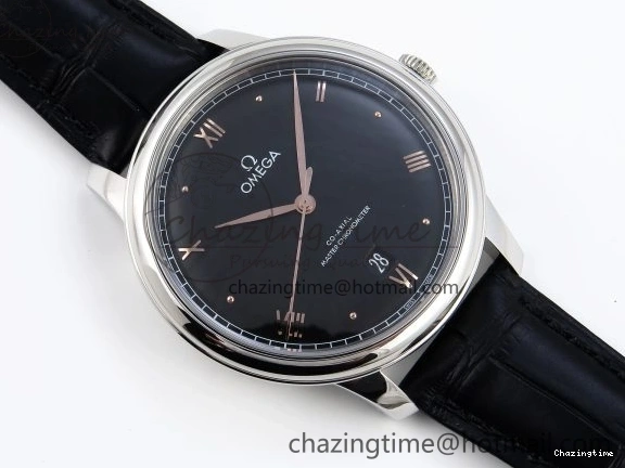 1218 TopPick De Ville Date SS MKF 1:1 Best Edition Black Dial Roman Marker on Black Leather Strap A 7743